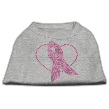 Pink Ribbon Rhinestone Shirts Grey L