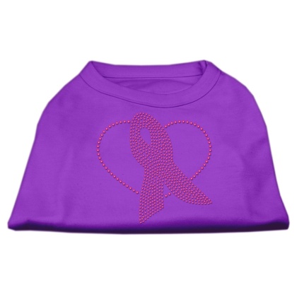 Pink Ribbon Rhinestone Shirts Purple L