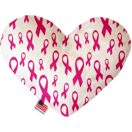 Pink Ribbons 6 Inch Canvas Heart Dog Toy