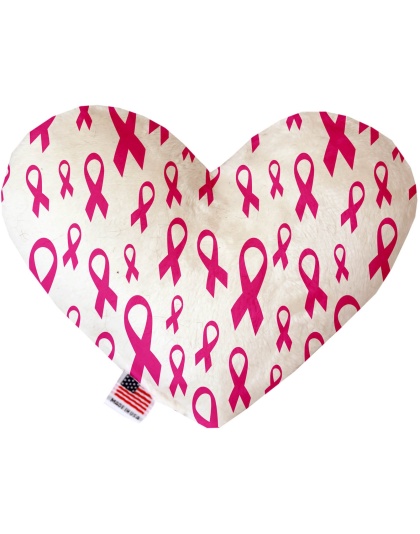 Pink Ribbons 6 Inch Canvas Heart Dog Toy