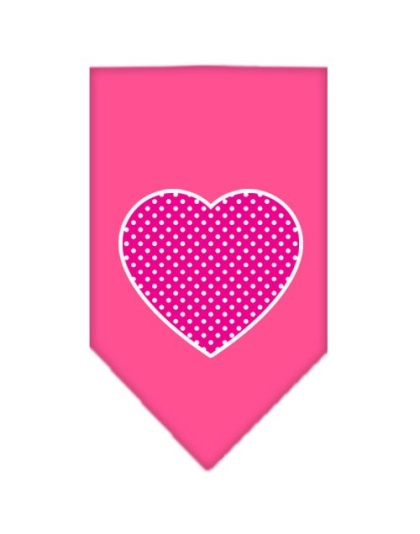 Pink Swiss Dot Heart Screen Print Bandana Bright Pink Large