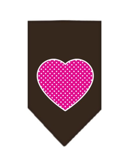 Pink Swiss Dot Heart Screen Print Bandana Cocoa Large