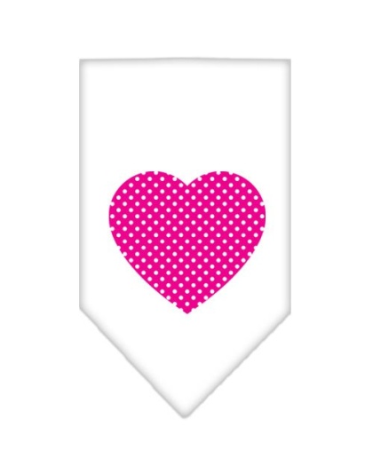 Pink Swiss Dot Heart Screen Print Bandana White Large