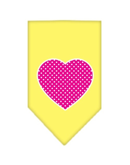 Pink Swiss Dot Heart Screen Print Bandana Yellow Large