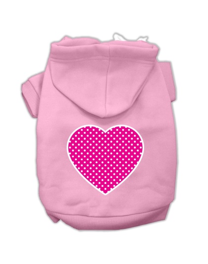 Pink Swiss Dot Heart Screen Print Pet Hoodies Light Pink Size Lg