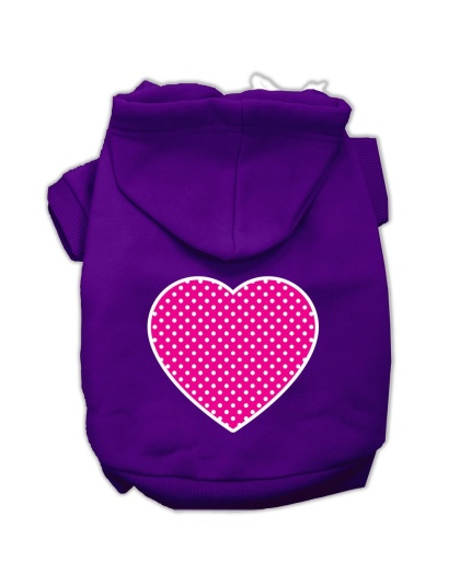 Pink Swiss Dot Heart Screen Print Pet Hoodies Purple Size Lg