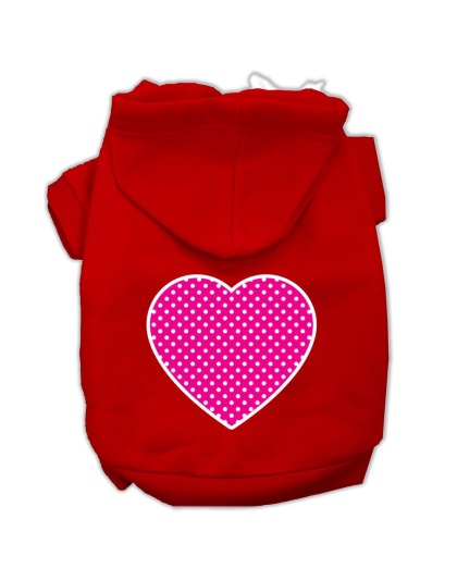 Pink Swiss Dot Heart Screen Print Pet Hoodies Red Size Lg