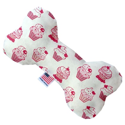 Pink Whimsy Cupcakes 10 inch Canvas Bone Dog Toy