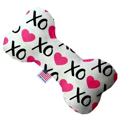 Pink XOXO 10 inch Canvas Bone Dog Toy