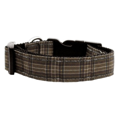 Plaid Nylon Collar Brown Large