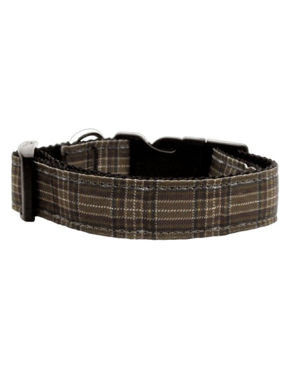 Plaid Nylon Collar Brown Large