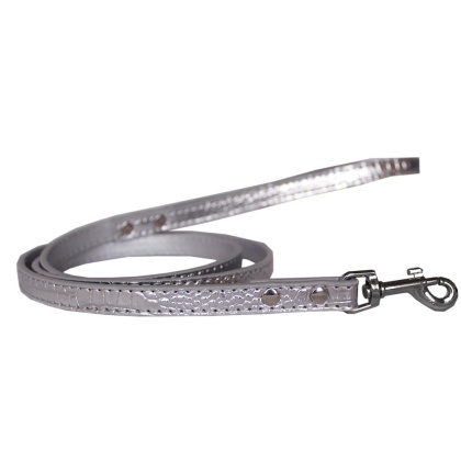 Plain Croc Leash Silver 1/2'' wide x 4' long