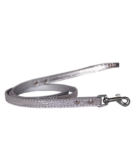 Plain Croc Leash Silver 1/2'' wide x 4' long