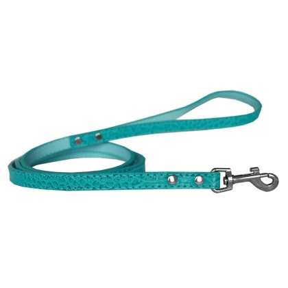 Plain Croc Leash Turquoise 1/2'' wide x 4' long