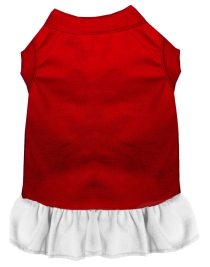 Plain Pet Dress Red with White Lg