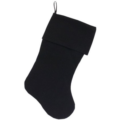 Plain Velvet 18 inch Christmas Stocking Black