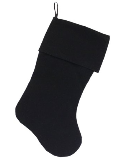 Plain Velvet 18 inch Christmas Stocking Black