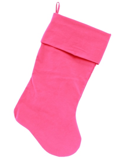 Plain Velvet 18 inch Christmas Stocking Pink