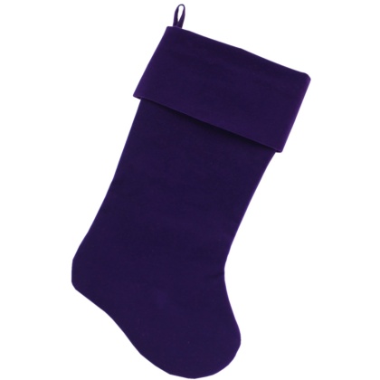 Plain Velvet 18 inch Christmas Stocking Purple