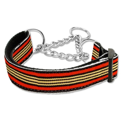 Preppy Stripes Nylon Ribbon Collars Martingale Orange/Khaki Large