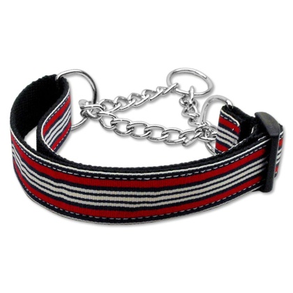 Preppy Stripes Nylon Ribbon Collars Martingale Red/White Large