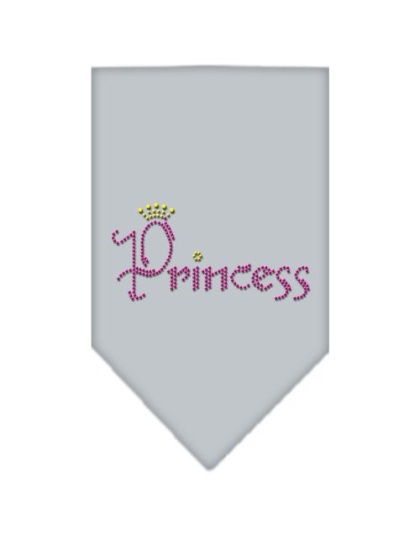 Princess Rhinestone Bandana Grey Large