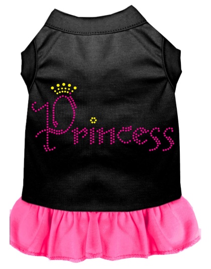 Princess Rhinestone Dress Black with Bright Pink Lg