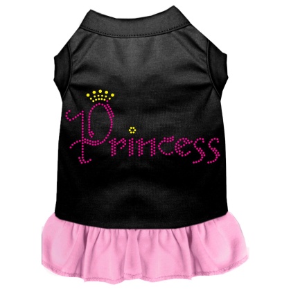 Princess Rhinestone Dress Black with Light Pink Lg