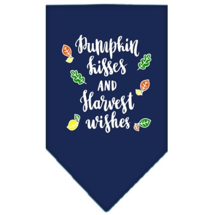 Pumpkin Kisses Screen Print Bandana Navy Blue large