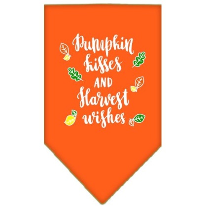 Pumpkin Kisses Screen Print Bandana Orange Large