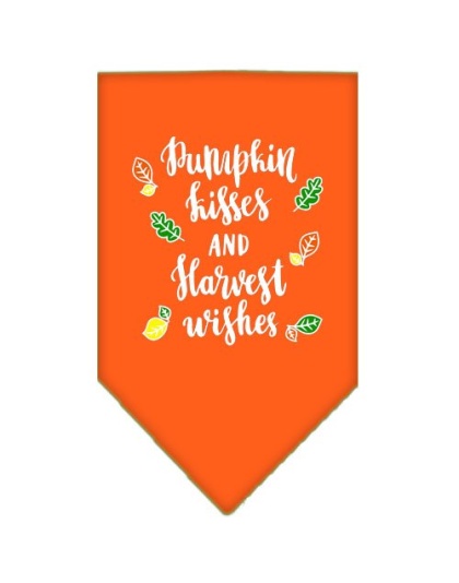 Pumpkin Kisses Screen Print Bandana Orange Large