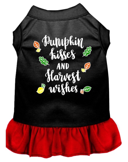 Pumpkin Kisses Screen Print Dog Dress Black with Red Lg