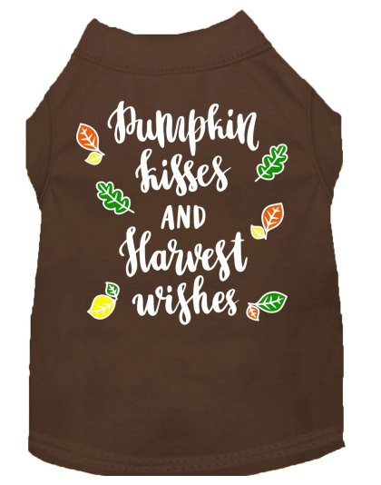 Pumpkin Kisses Screen Print Dog Shirt Brown Lg