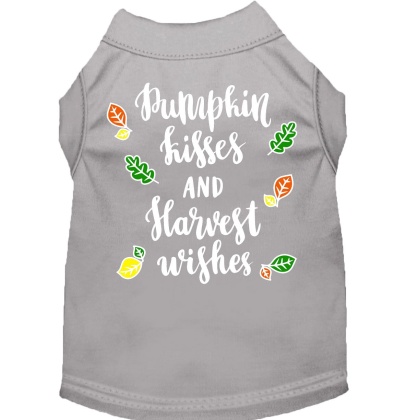 Pumpkin Kisses Screen Print Dog Shirt Grey Lg