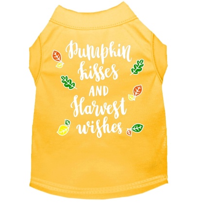 Pumpkin Kisses Screen Print Dog Shirt Yellow Lg