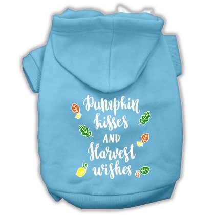 Pumpkin Kisses Screenprint Dog Hoodie Baby Blue L