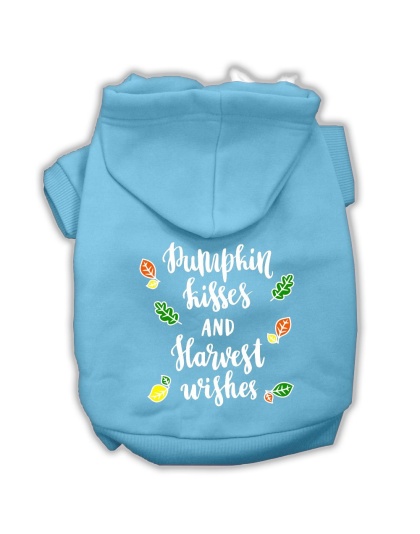 Pumpkin Kisses Screenprint Dog Hoodie Baby Blue L