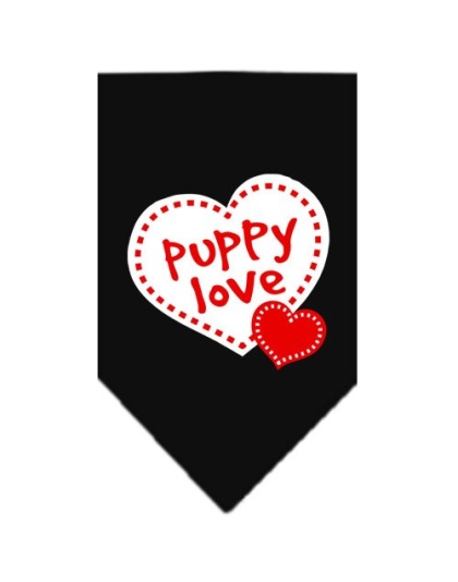 Puppy Love Screen Print Bandana Black Large