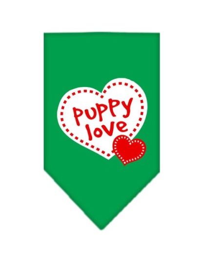 Puppy Love Screen Print Bandana Emerald Green Large