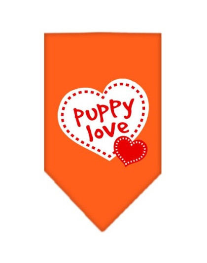 Puppy Love Screen Print Bandana Orange Large