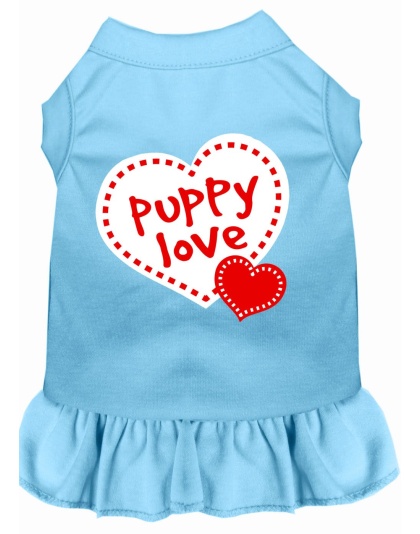 Puppy Love Screen Print Dress Baby Blue 4X (22)