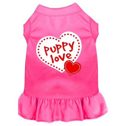 Puppy Love Screen Print Dress Bright Pink 4X (22)