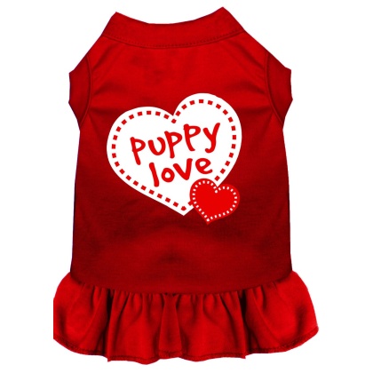 Puppy Love Screen Print Dress Red 4X (22)