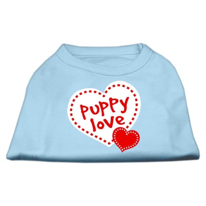 Puppy Love Screen Print Shirt Baby Blue Lg