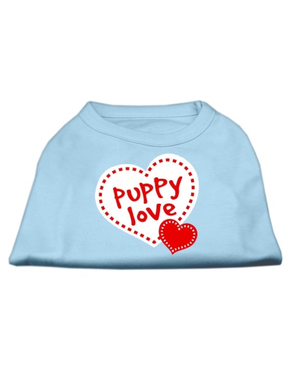 Puppy Love Screen Print Shirt Baby Blue Lg