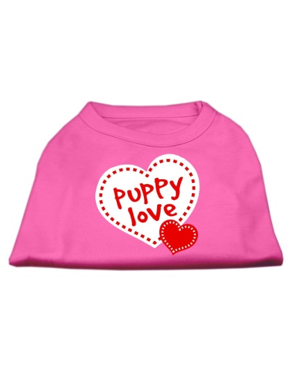 Puppy Love Screen Print Shirt Bright Pink Lg