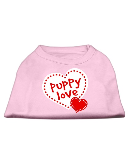 Puppy Love Screen Print Shirt Light Pink Lg