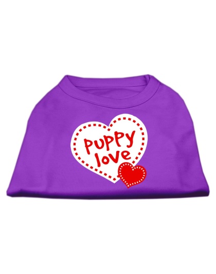 Puppy Love Screen Print Shirt Purple Lg