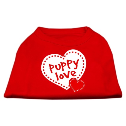 Puppy Love Screen Print Shirt Red Lg