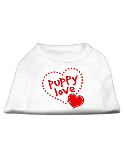 Puppy Love Screen Print Shirt White Lg